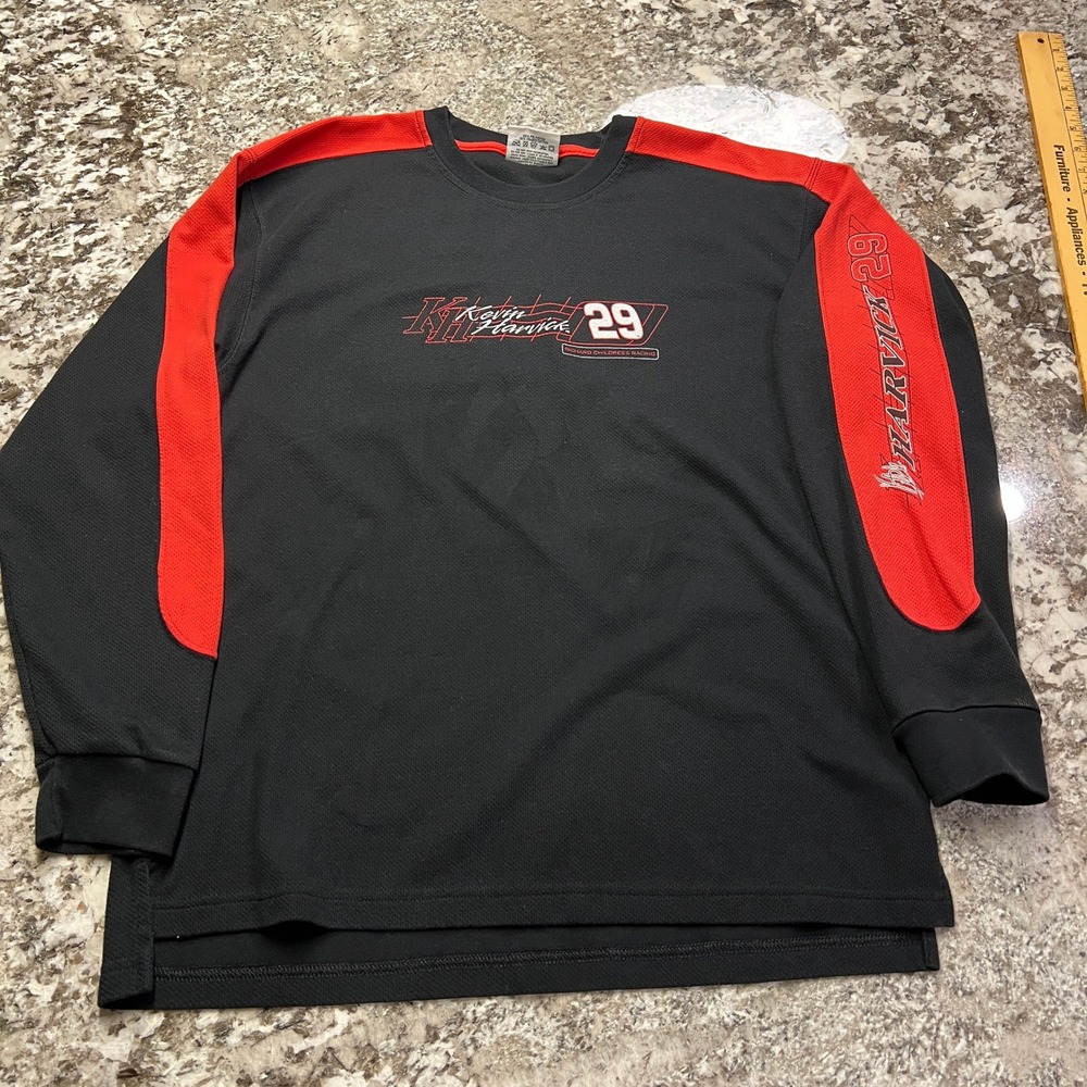 Vintage Winners Circle Kevin Harvick 29 NASCAR Long Sleeve Shirt Black Red XL